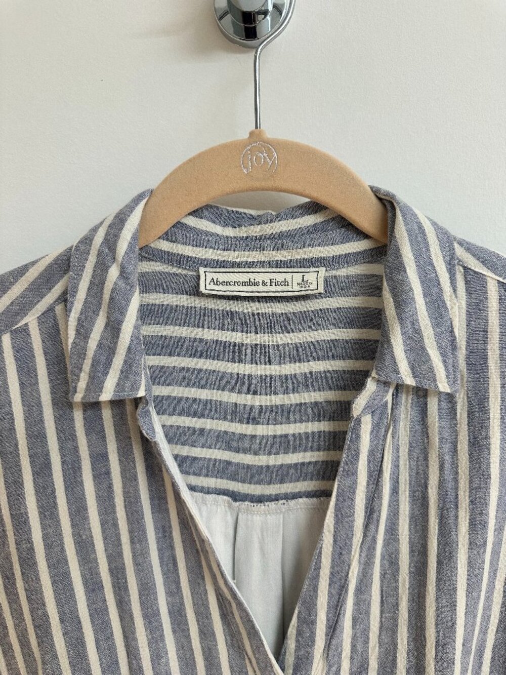 Abercrombie & Fitch Blue and White Striped Mini Shirt Dress - Picture 3 of 12